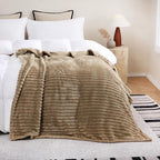 Tan Fleece Throw Blanket 50”×60” for Couch Sofa Livingroom - Image 3