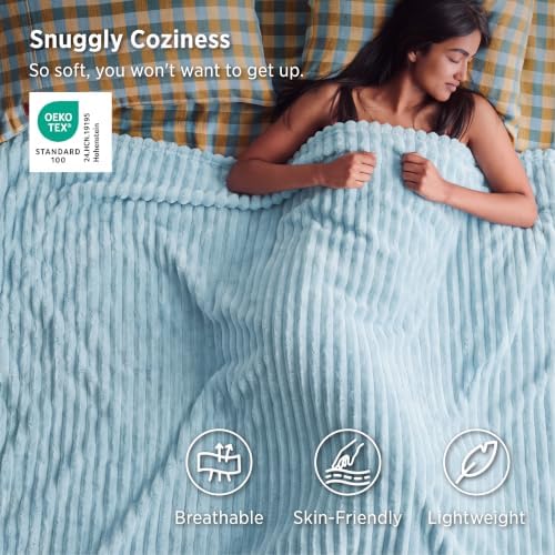 Bedsure Soft King Size Blankets for Bed Light Blue 108"x90" - Image 3