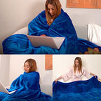Royal blue Fleece Plush Throw Blanket 108"x90"for Couch Fuzzy Cozy Flannel - Image 3