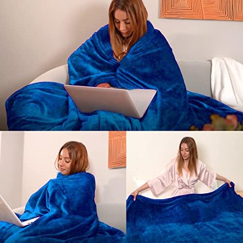 Royal blue Fleece Plush Throw Blanket 50"x70"for Couch Fuzzy Cozy Flannel - Image 2