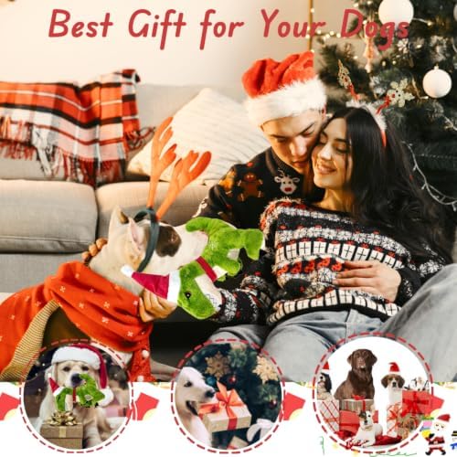 Christmas Plush Dog Squeaky Toys, Xmas Interactive Tough Chew Toys - Image 7