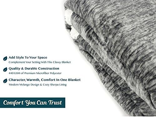 PAVILIA Sherpa Throw Blanket for Couch Sofa Bed, Melange Dark Gray, 50x60 - Image 6