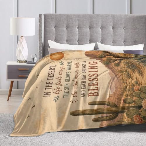 Desert Cactus Blanket Western Inspirational Throw Gifts 50"x40" - Image 7