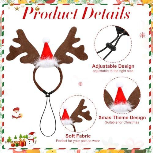 12 Pcs Christmas Pet Headband Bandana, Reindeer Headband - Image 5