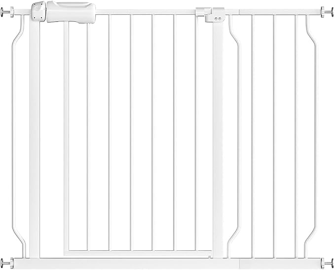 Fairy Baby 38.5-43.5 Inch Extra Wide Baby Gate for Doorways Stairs Hallway | Walk Through Pressure Mounted Baby Gates, Indoor Safety Child Gates for Kids or Pets, Double-Lock One-Hand Operation, White