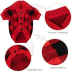 Dog Christmas Sweater Red Plaid Cardigans Dog Christmas Outfit Soft Warm Knitted Pet Clothes Cold Weather Puppy Clothes for Small Medium Large Dogs Cats - Image 5