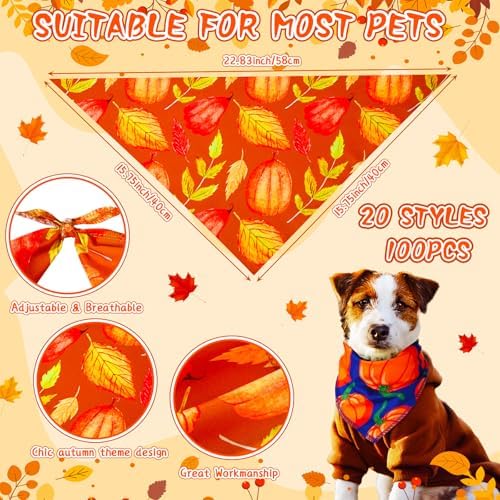 100 Pcs Fall Dog Bandanas Bulk, Small Medium Pet Costume Accessories - Image 4