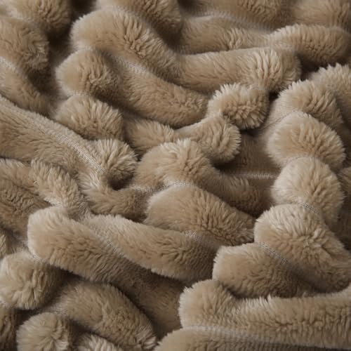Tan Fleece Throw Blanket 50”×60” for Couch Sofa Livingroom - Image 6