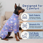 Dog Pajamas for Medium Large Dogs, Soft Stretch Four Legged Dog Onesie, Cute Printed Dog Jammies, Cozy Full Body Dog Sleepwear Clothes for Indoor Sleeping - Image 2