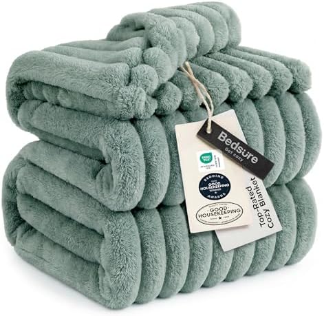 Bedsure Soft Cal Size Blanket for Bed Sage Green 102"x96" by BEDSURE