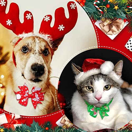 Maitys 80 Pcs Christmas Dog Bows Snowman Pet Collar Bow Ties Holiday - Image 6