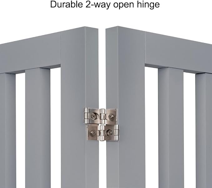 unipaws 24”H Free Standing Pet Gate for Dog Cat, 40”Wide Wooden Dog Gates | Foldable Pet Fence for Doorway, Stairs, Step, Expandable Doggy Barrier, Indoor Use