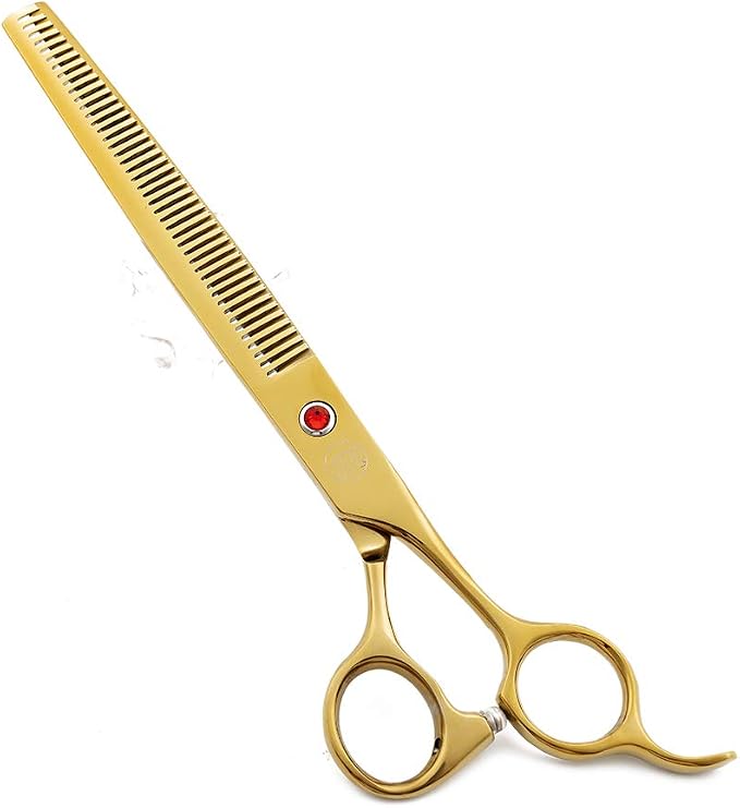 Moontay Professional 8" Dog Grooming Scissors Set 4PCS, Gold | Straight, Upward Curved, Downward Curved, Thinning/Blending Shears for Dog, Cat and Pets, JP Stainless Steel