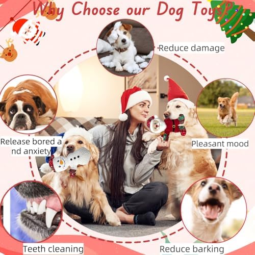 5 Pieces Christmas Squeaky Interactive Dog Toys with Crinkle - Image 3