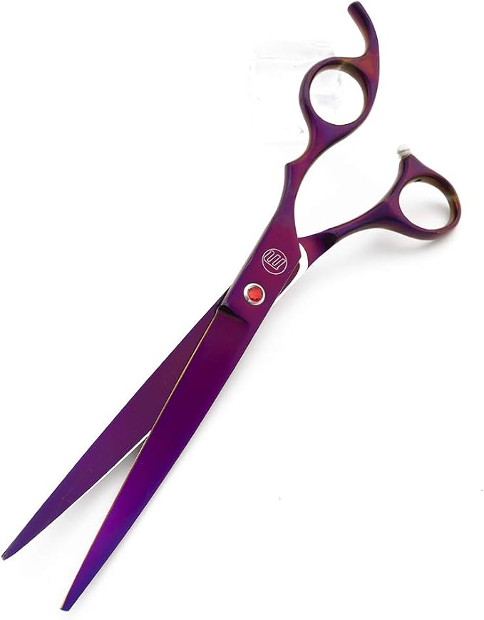 Moontay Professional 8" Dog Grooming Scissors Set 4PCS, Purple | Straight, Upward Curved, Downward Curved, Thinning/Blending Shears for Dog, Cat and Pets, JP Stainless Steel
