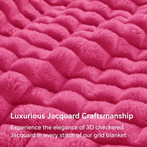 BEDELITE 3D Checked Hot Pink Fleece Twin Throw Blanket for Bed, 60x80 Inch - Image 3