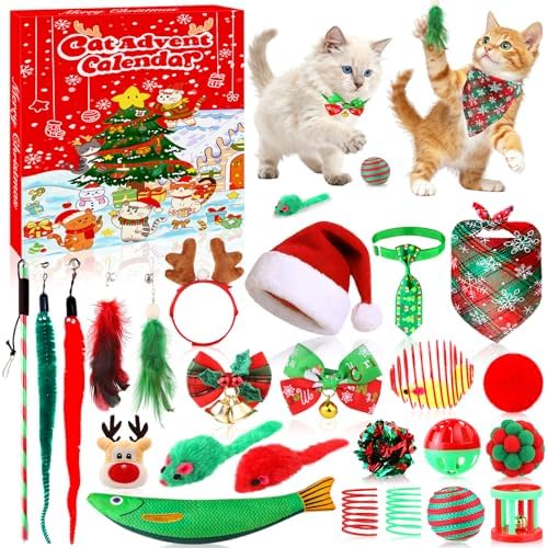Cat Advent Calendar 2026-24 Days Christmas Countdown Calendar for Pets with Interactive Toys & Costume Accessories, Xmas Ideal Gift for Cats Lovers by Unknown