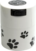 Pawvac 3 Ounce Vacuum Sealed Pet Food Storage Container; White Cap & Body/Black Paws