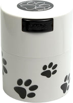 Pawvac 3 Ounce Vacuum Sealed Pet Food Storage Container; White Cap & Body/Black Paws