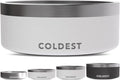 Coldest Dog Bowl - Anti Rust Metal, Non Slip, 3 Layers Insulated Stainless Steel Dog Bowls - Spill Proof & Heavy Duty - Water Bowl for Dogs, Cats & Pets, Dish Washer Safe (64 oz, Epic White)