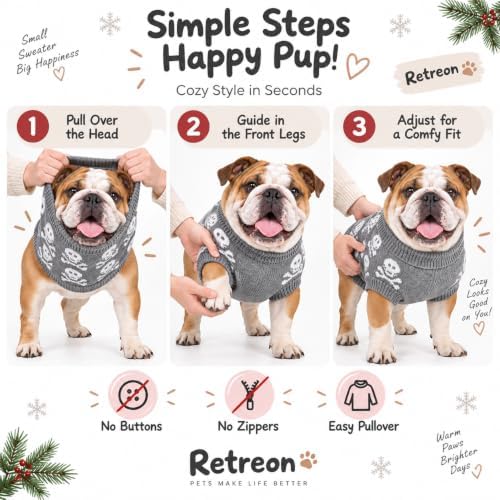 Dog Sweater for Medium Dogs Girl Boy Winter, Dog Clothes, Grey, XL - Image 6