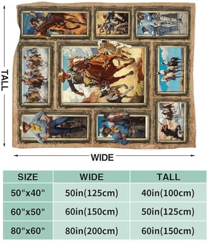 Western Cowboy Blanket for Girls Women Boys Men Adults Kids Soft Cozy Fleece Country Wild West Throw Blankets Gifts Warm Flannel Plush Stuff Lightweight Decorative for Couch Bed Sofa 60"X50" - Image 7