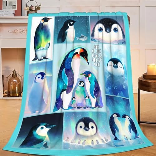 Penguin Blanket for Girls Women Boys Men Adults Kids Soft Cozy Fleece Cute Penguin Animal Throw Blankets Gifts Warm Flannel Plush Lightweight Decorative for Couch Bed Sofa 80"X60" by Unknown