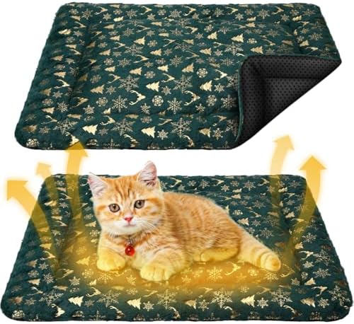 2 Pack Self Warming Cat Bed Green Christmas, 18” X 24” Pet Pad by Clysee