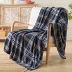BEDELITE Tartan Plaid Fleece Throw Blanket for Couch, Navy, 50"x60" by BEDELITE