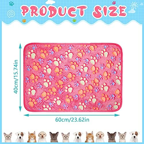 Tatuo 4 Pcs Fleece Dog Blanket for Puppy Cat, Pink, 24 x 16 in, Paw - Image 4