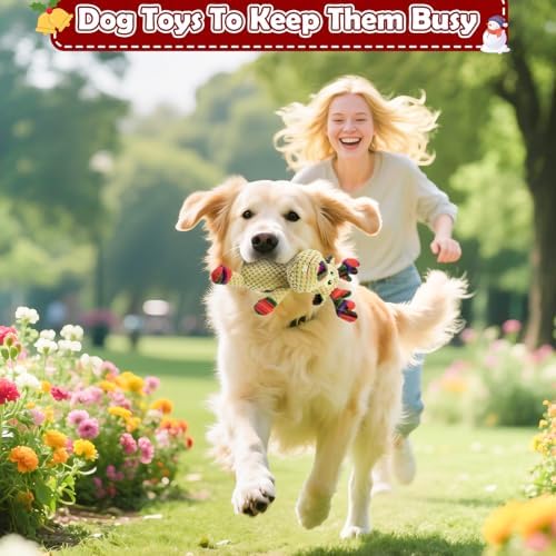 Christmas Elk Dog Toys, Puppy Squeaky Toys with Crinkle Paper, Interactive Plush Chew Toys, Cute Reindeer Funny Toys, for Small, Middle, Large Dogs - Image 7