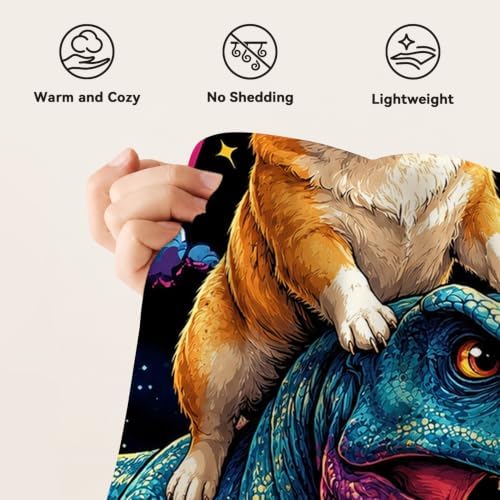Corgi Blanket Funny Cartoon Corgi Dinosaur Throw Blanket Gifts for Corgi Lovers Girls Boys Kids Men Women Adults Super Soft Cozy Plush Fluffy Fuzzy Fleece Blanket Home Decor 40''X50'' - Image 7