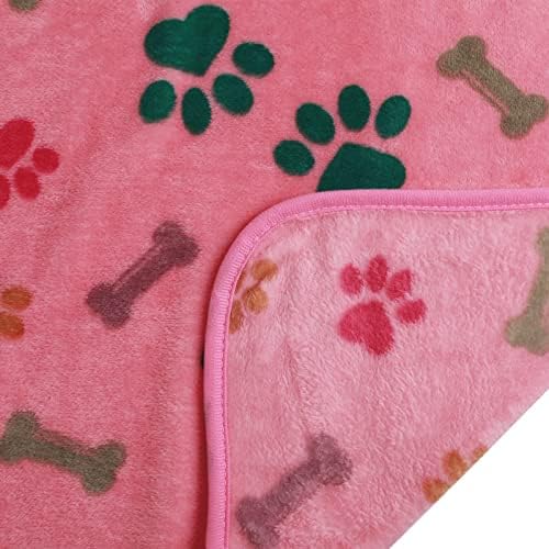 Luciphia 1 Pack 3 Blankets Fluffy Premium Fleece Pet Blanket Flannel Paw Bone Printed Throw for Dog Cat(Small 23x16'', Purple/Pink/White) - Image 6