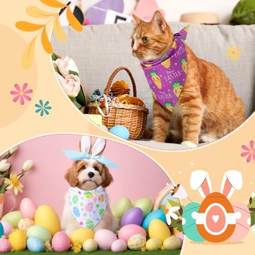 Preboun 50 Pcs Easter Dog Bandanas Bulk Bunny Dog Bandanas for Dogs Triangle Kerchief Bibs Scarf Set for Pet Costume Photo Props Accessories Pet Shops Adoption Events, 25 Styles(25.6 x 17.7 x 17.7) - Image 4