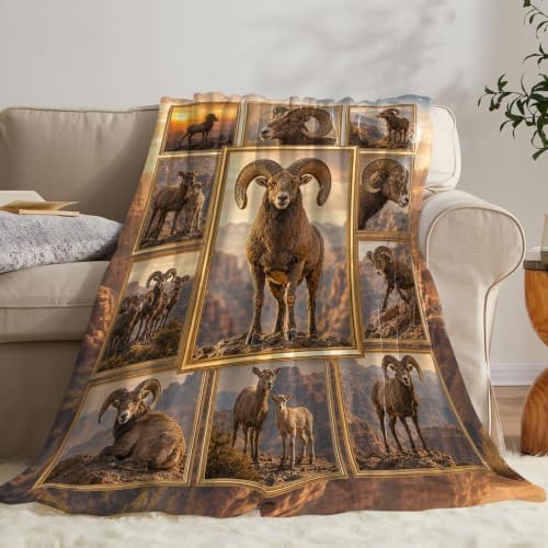 Bighorn Sheep Throw Blanket Gifts for Wild Animal Lover 80"X60" - Image 2