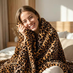 Vessia Leopard Print Throw Blanket for Couch, 300GSM Soft Cheetah Blanket - Image 2