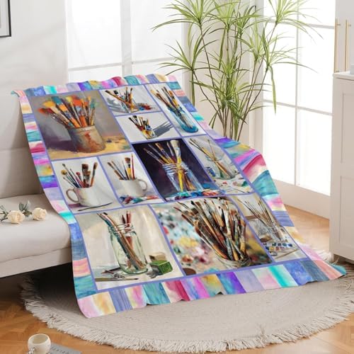 Artist Gifts Blanket for Girls Women Men Adults Soft Cozy Fleece Art Teacher Throw Blankets Warm Flannel Plush Stuff Lightweight Decorative for Couch Bed Sofa 60"X50" - Image 3