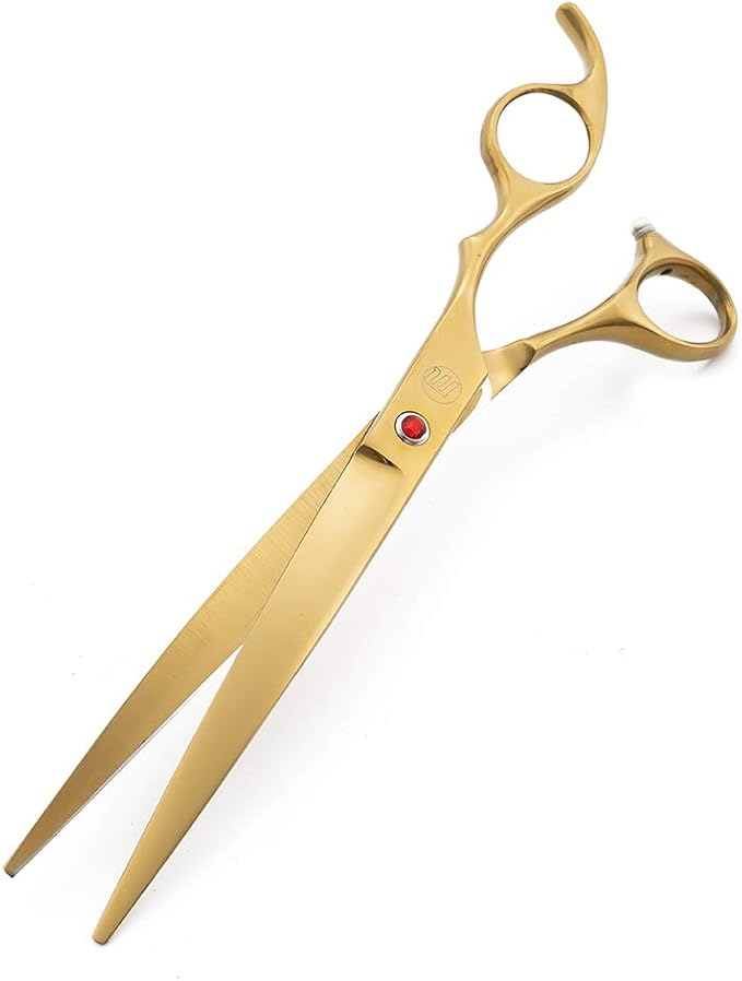 Moontay Professional 8" Dog Grooming Scissors Set 4PCS, Gold | Straight, Upward Curved, Downward Curved, Thinning/Blending Shears for Dog, Cat and Pets, JP Stainless Steel