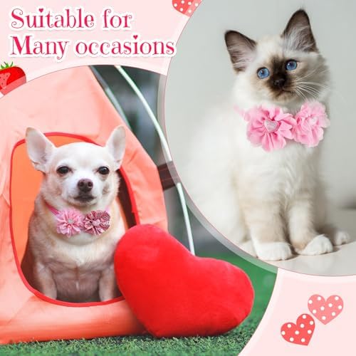 50 Pcs Dog Collar Flowers Pink Flower Dog Bows - Image 5