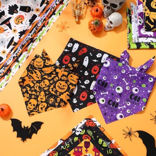 Huhumy 100 Pcs Halloween Dog Bandanas Bulk Pet Scarf Bibs Neckerchief Decor - Image 6