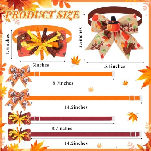 Huhumy 50 Pcs Fall Dog Bow Tie Bulk Thanksgiving Pet Collar for Dog Cat - Image 2