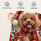 Christmas Poodle Throw Blanket Cute Curly Dog Holiday Gifts 60''X80'' - Image 7