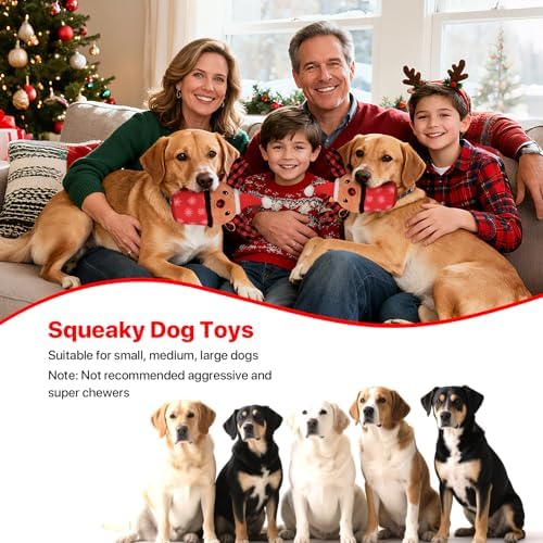 Christmas Dog Toys with Squeaker for Large Breed Interactive Dog Chew Toys for Puppies Small and Large Dogs Reindeer Squeaky Dog Training and Reduce Boredom (Cup Elk - Image 3