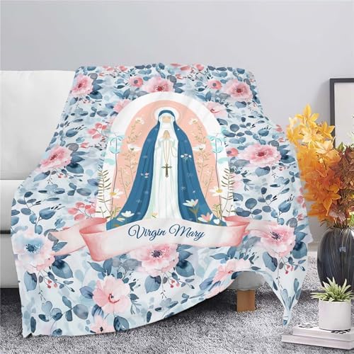 Virgin Mary Throw Blanket Christian Religious Scripture Catholic Spiritual Stuff Gifts for Adults Women Soft Cozy Warm Plush Fluffy Fuzzy Fleece Blanket Decor 40''X50'' - Image 3