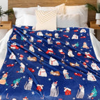 Tupmnbry Christmas Throw Blanket Christmas Cat Printed Blanket Super Soft Flannel Fleece Blankets Winter Plush Fuzzy Warm Bed Blankets Xmas Holiday Decor for Couch Bed 50"X60" - Image 2