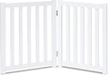LZRS Wooden Free Standing Foldable Dog Gate Indoor – Solid Hard Wood 40" W x 24" H, Step-Over Safety Pet Gate for Doorways, Stairs & Small Spaces - Indoor Use, White