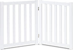LZRS Wooden Free Standing Foldable Dog Gate Indoor – Solid Hard Wood 40" W x 24" H, Step-Over Safety Pet Gate for Doorways, Stairs & Small Spaces - Indoor Use, White