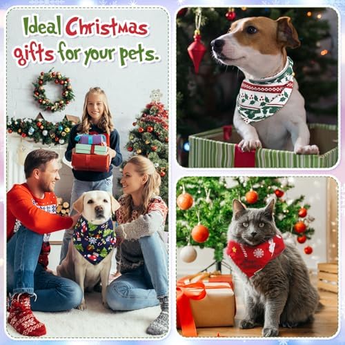 Huhumy 100 Pcs Christmas Dog Bandanas Bulk Pet Scarf Bibs Neckerchief Decor - Image 2