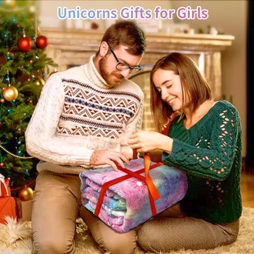 COMFAR Unicorn Blanket for Girls, Glow in The Dark Blankets for Kids, Personalized Blankets for Baby/Toddler, Unicorns Gifts for Girls Age 1-12, Soft Fleece Blanket 50"x 60" - Image 4
