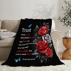 Christian Blanket Bible Verse Throw Blanket Red Rose Inspirational Religious Spiritual Gifts for Girls Boys Kids Adults Women Men Soft Cozy Plush Fluffy Fuzzy Fleece Blanket Decor 60''X80'' - Image 2